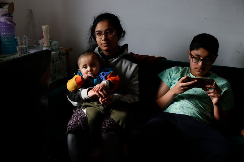 Khadijah (l) and Nahyan (r) with baby Younis, who was born in December 2022