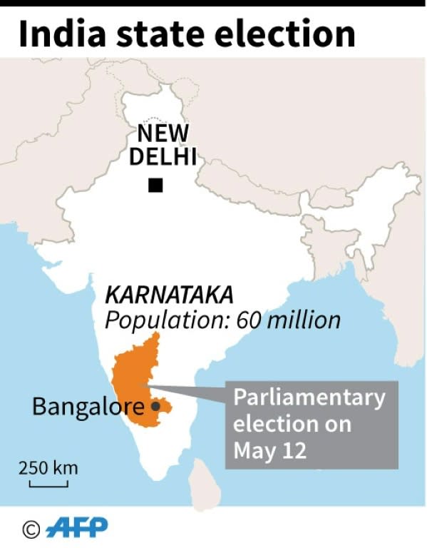 Map of India locating Karnataka