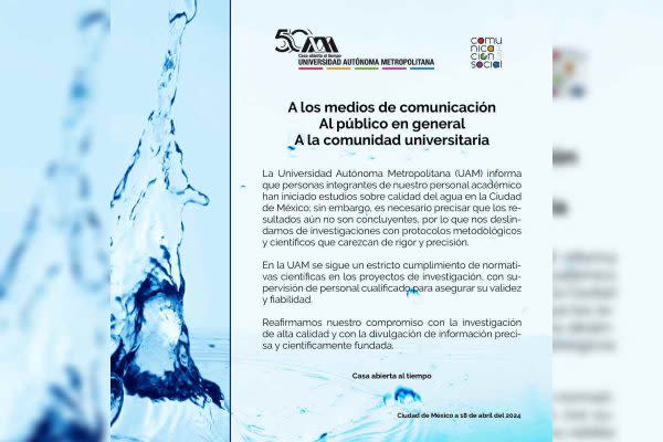 uam deslinda investigacion agua