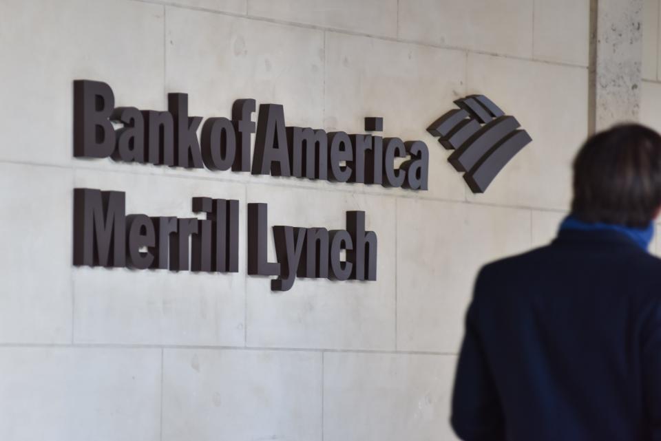 A general view of the Bank of America Merrill Lynch building logo on January 28, 2019 in London, England.