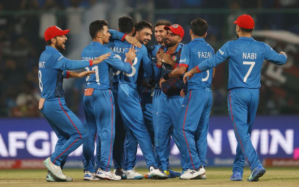 The wicket sparks celebrations for the Afghanistan team