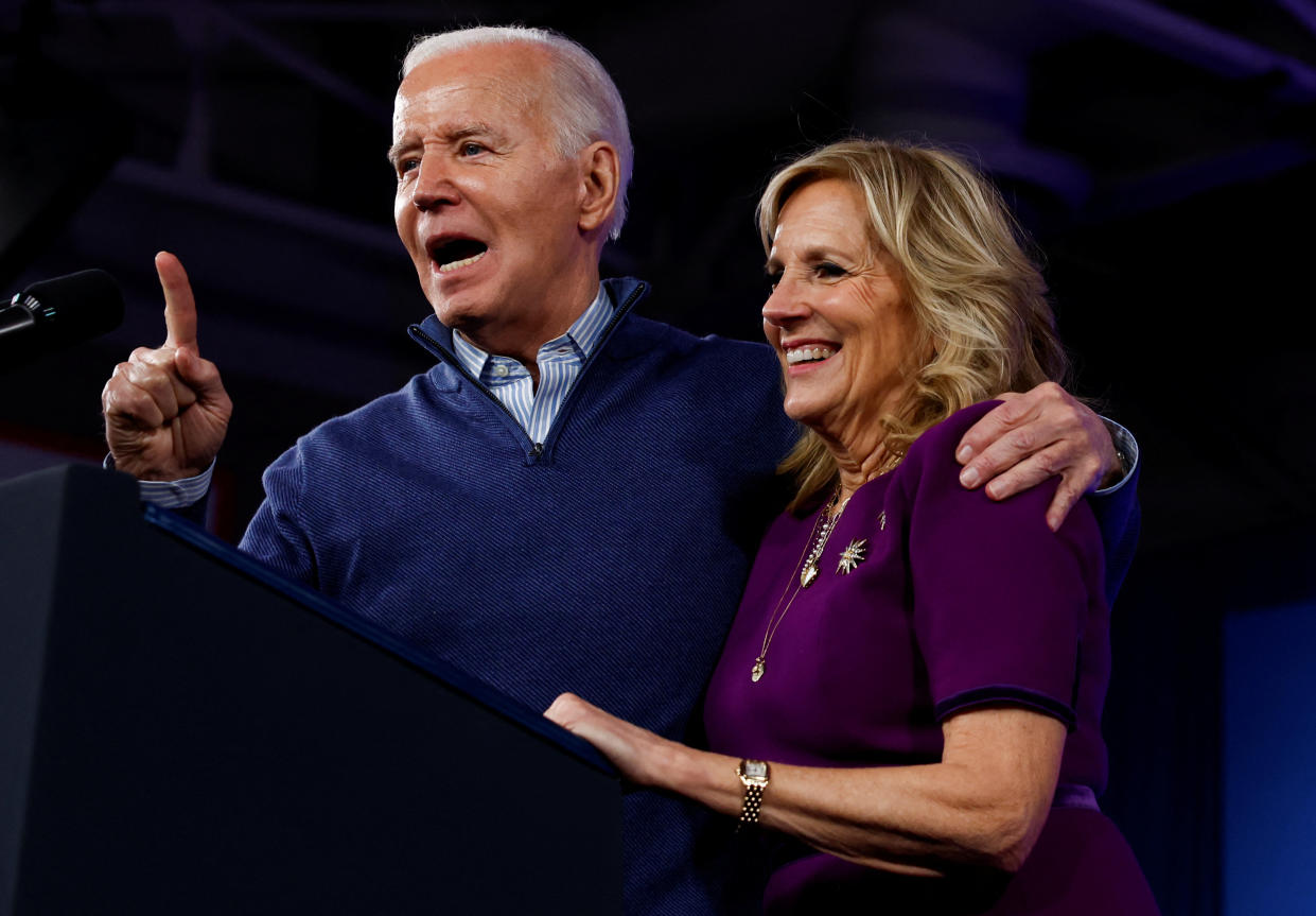 President Biden and first lady Jill Biden at a campaign event