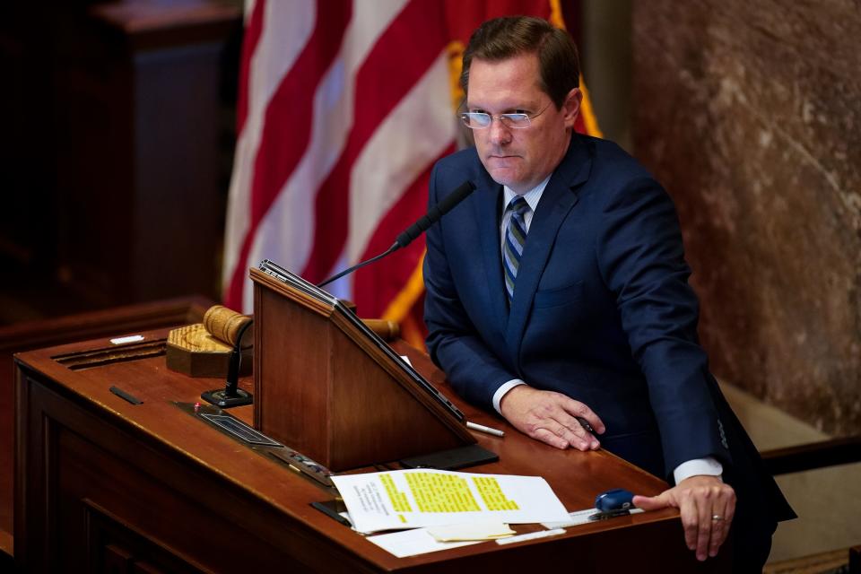 House Speaker Cameron Sexton, R-Crossville, listens during a special session at State Capitol in Nashville on Oct. 27, 2021.