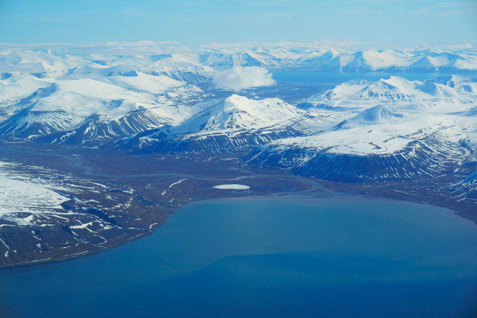 Beautiful scene of the Spitzbergen Mountains in Isfjord