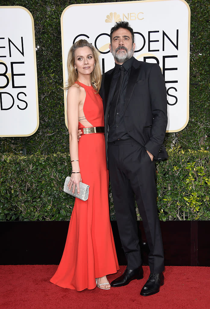 <p>“The Walking Dead” star Jeffrey Dean Morgan and Hilarie Burton couldn’t keep their hands off each other on the red carpet. </p>