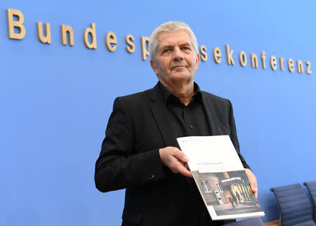 Federal Commissioner for the Records of the State Security Service of the former German Democratic Republic Roland Jahn presents the 14th report of the department in Berlin, Germany, March 13, 2019. REUTERS/Annegret Hilse