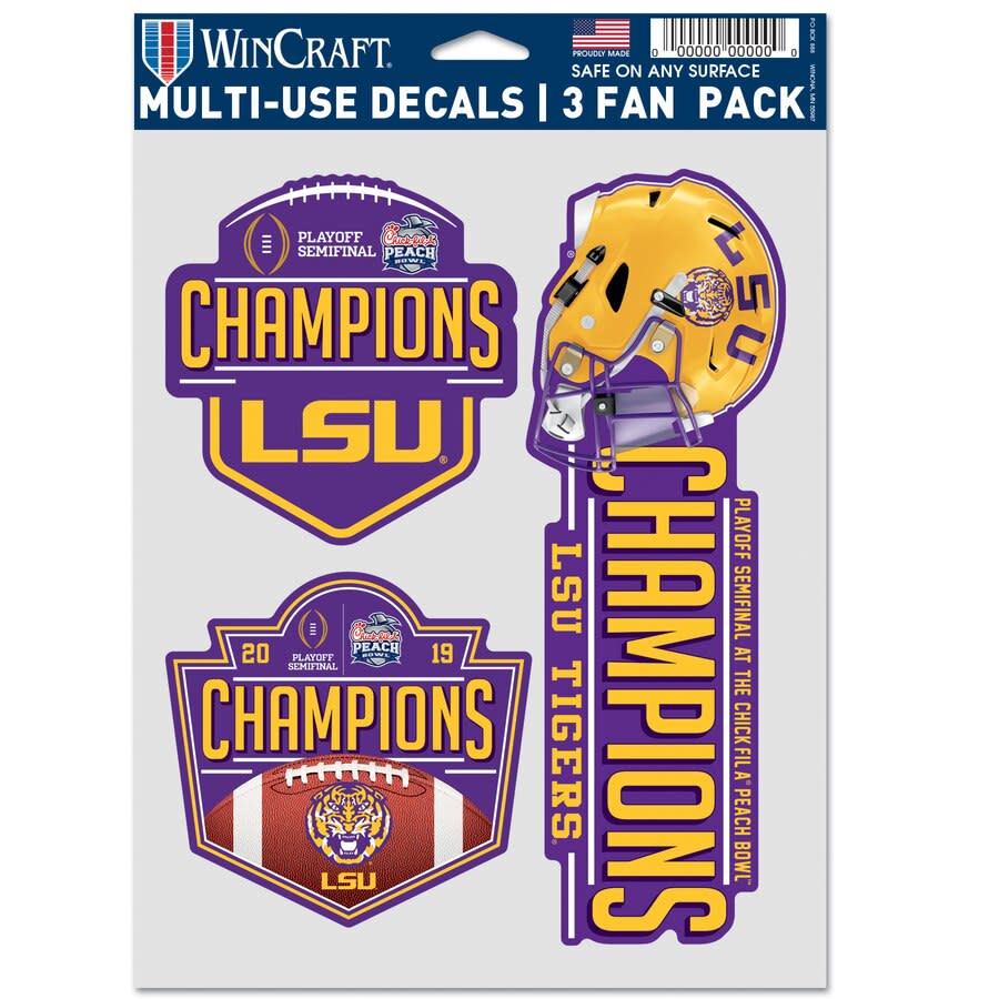 LSU 2019 Peach Bowl Champions 3-Piece Decal Fan Pack