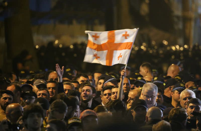 People protest against the "foreign agents" bill in Tbilisi