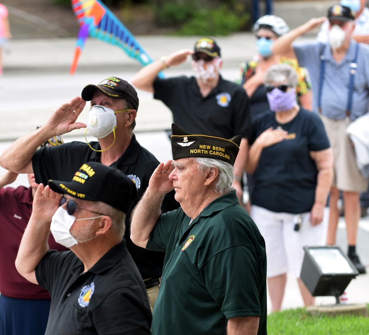 Veterans and residents honor fallen military men and women in 2020 at the Memorial Day ceremony. at the Craven County Courthouse.