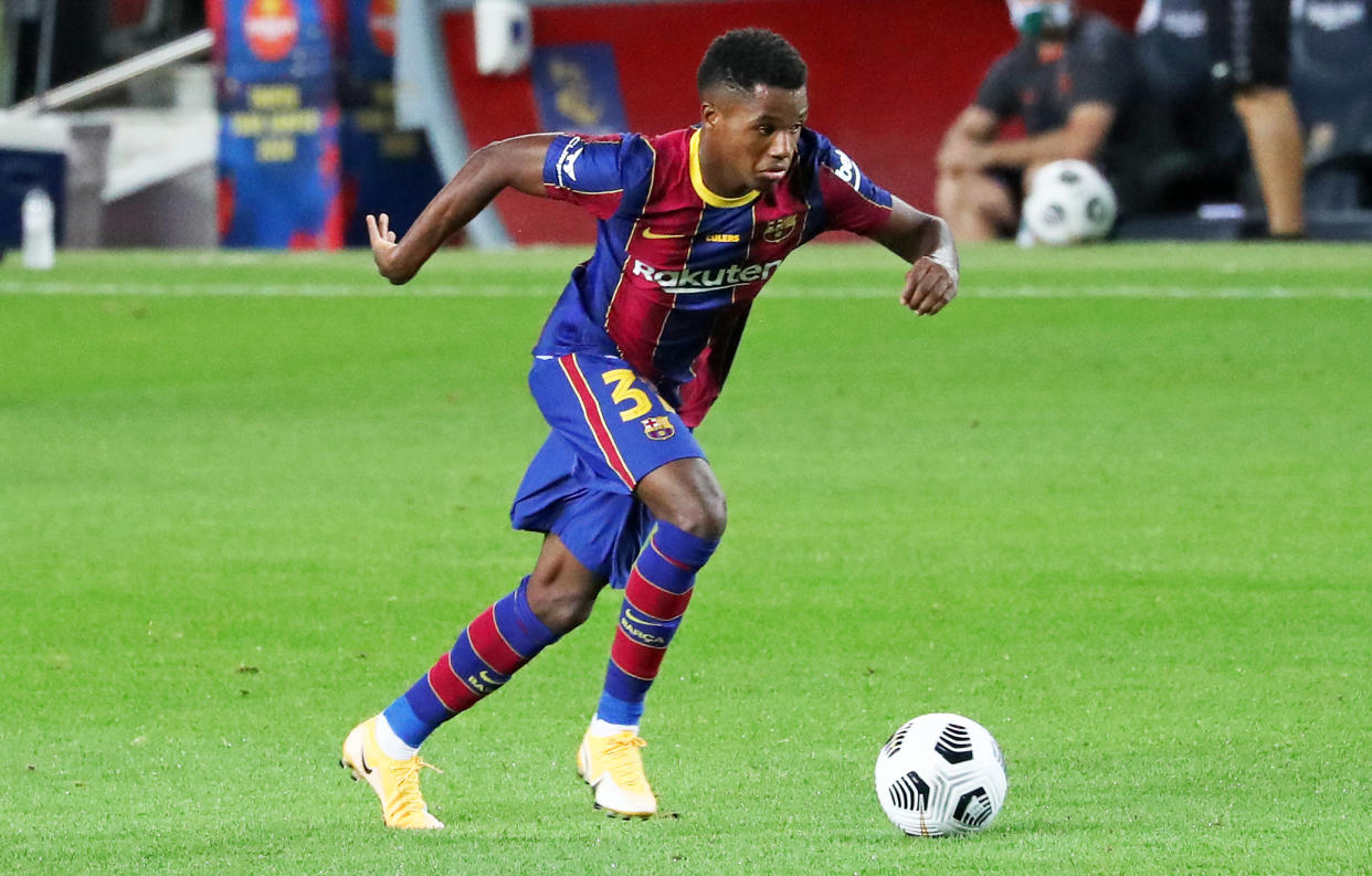 Ansu Fati during the Joan Gamper Trophy match between FC Barcelona and Elche CF, played at the Camp Nou Stadium, on 19th September 2020, in Barcelona, Spain. (Photo by Joan Valls/Urbanandsport /NurPhoto via Getty Images)