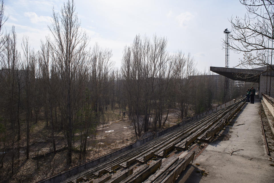 An abandoned stadium in the Pripyat, near the Chernobyl nuclear power plant  in the Exclusion Zone, Ukraine. (Photo: Vitaliy Holovin/Corbis via Getty images)