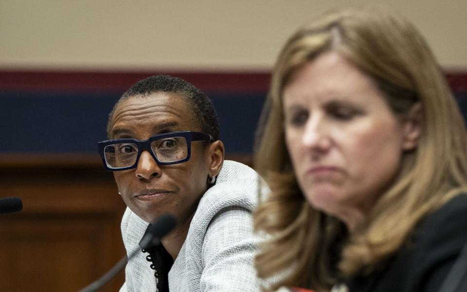 Claudine Gay, president of Harvard University, left, and Liz Magill, president of the University of Pennsylvania