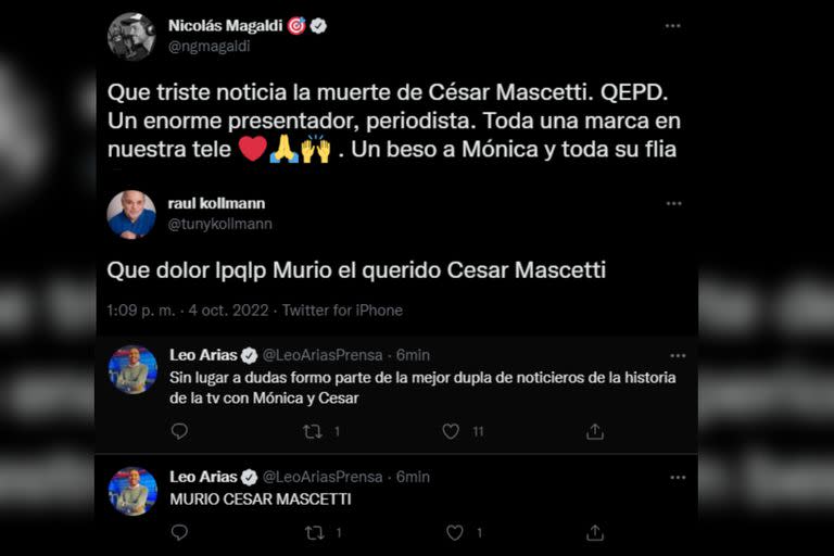 Los famosos despidieron a César (Captura Twitter)