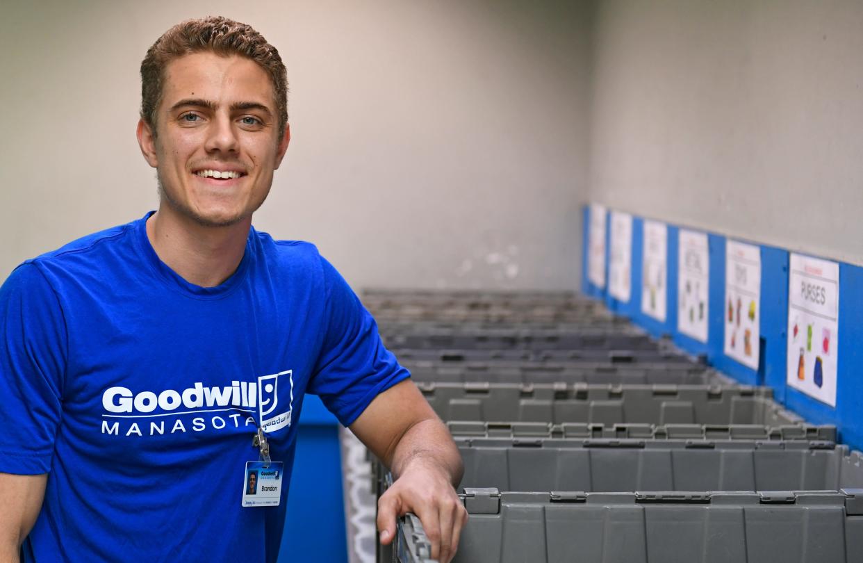 Brandon Sweeney works a second job at Goodwill. Sweeney, 22, plans to keep working at Goodwill.