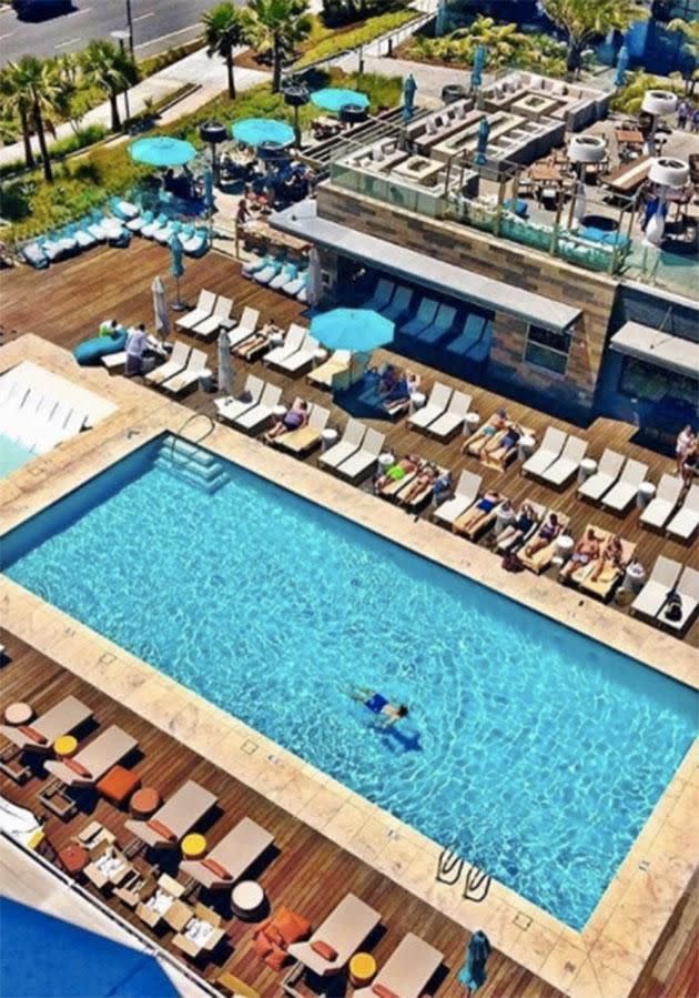 An arial shot of the pool which has prime postion over the Pacific Ocean. Photo: Instagram