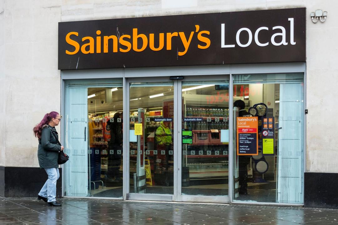 Entrance of Sainsburys local supermarket in Broadmead shopping quarter Bristol UK