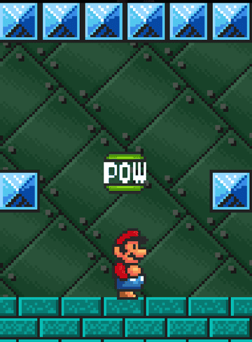 Mario punching up into the air in an old video game