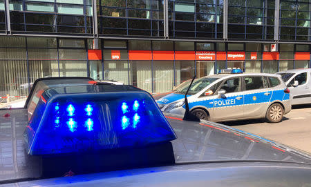 German police evacuated the headquarters of the Social Democratic Party (SPD) in Berlin May 22, 2017, after a suspicious object was found in the mailroom, a party spokesman said. REUTERS/Tobias Schlie