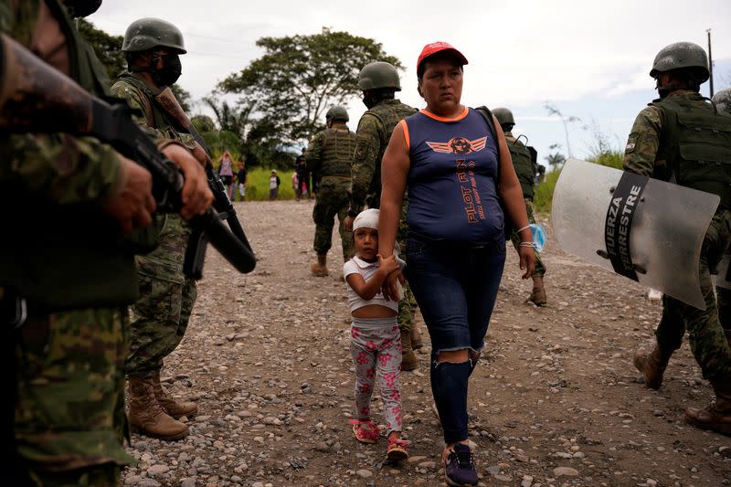 Protest against Petroecuador's oil extraction field near Lago Agrio