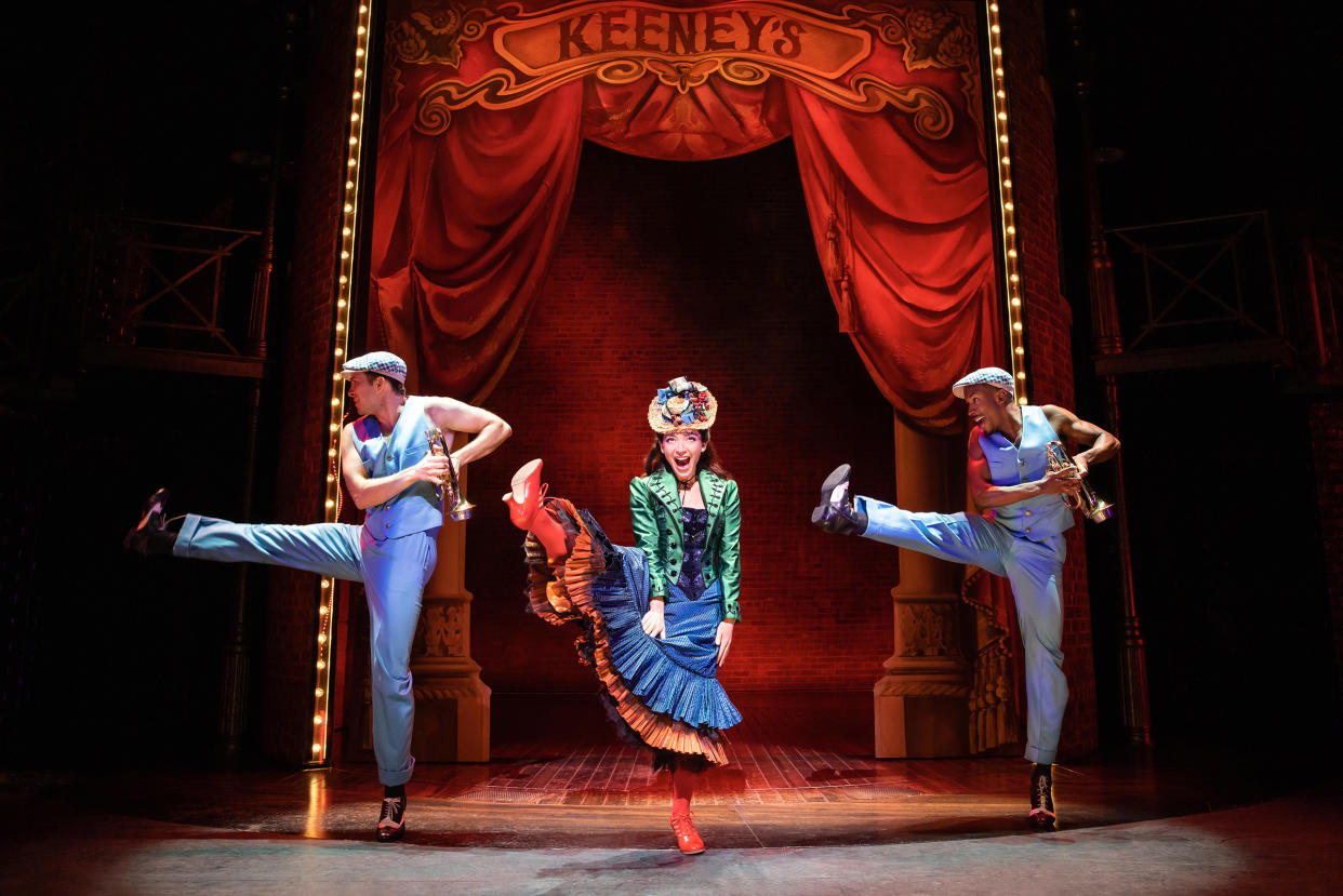 Julie Benko, center, with Kurt Csolak and Justin Prescott in Funny Girl.