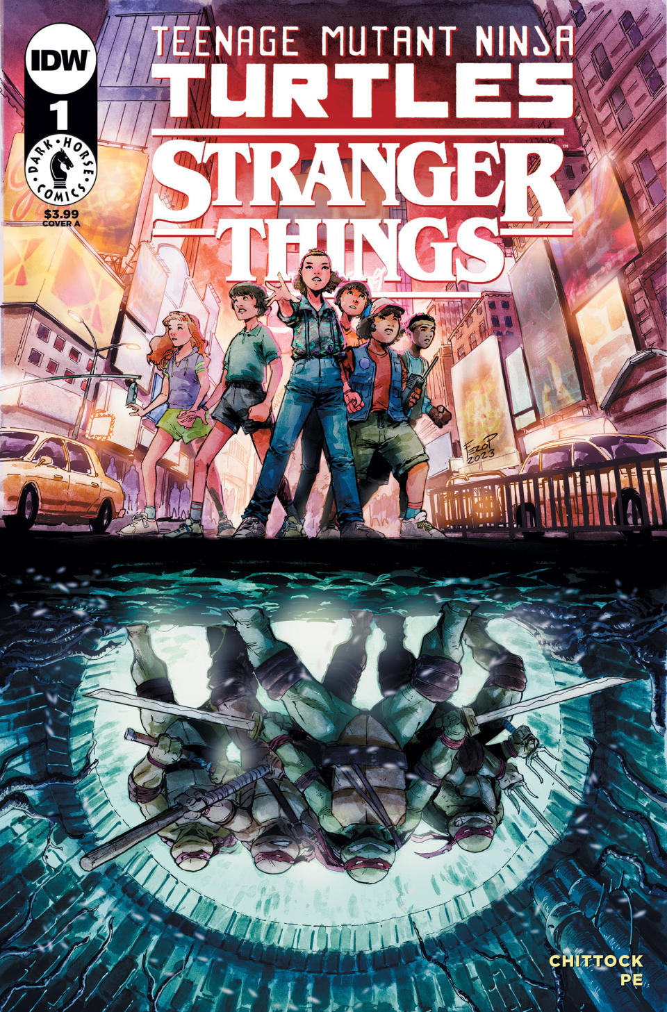 TMNT x Stranger Things #1 cover art