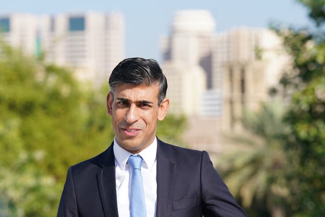 Rishi Sunak in Dubai for the Cop28 climate summit 