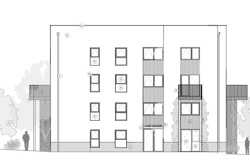 Drawing of upgrades to Lune and Derby House blocks of flats, Lancaster