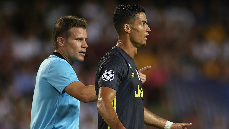 Ronaldo was shown red for pulling an opposition player’s hair