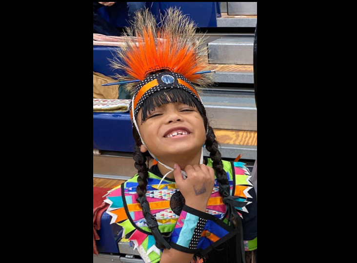 Logan Lomboyis embracing the Native American culture through being a powwow dancer and growing his hair. (Photo/Native News Online)