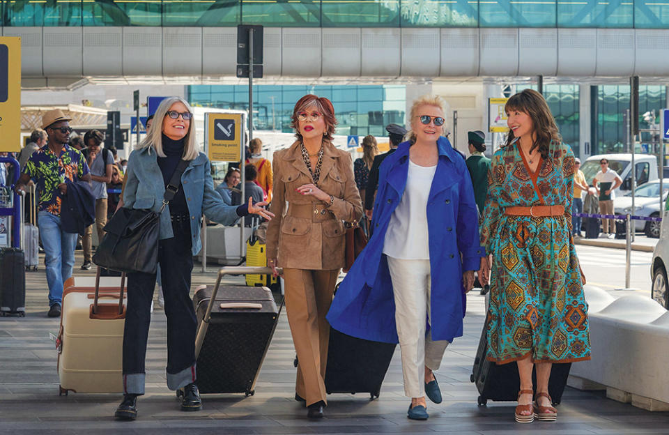 “We did the first one, and it was really fun,” says Keaton of working with co-stars (from left) Jane Fonda, Candice Bergen and Mary Steenburgen, who reteamed for Book Club: The Next Chapter, out May 12 from Focus Features. “Of course, the people I was working with are brilliant.”