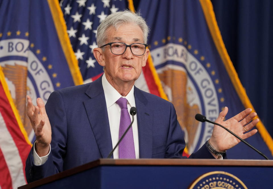 Federal Reserve Chairman Jerome Powell holds a news conference following a two-day meeting of the Federal Open Market Committee on interest rate policy in Washington, U.S., May 1, 2024. REUTERS/Kevin Lamarque