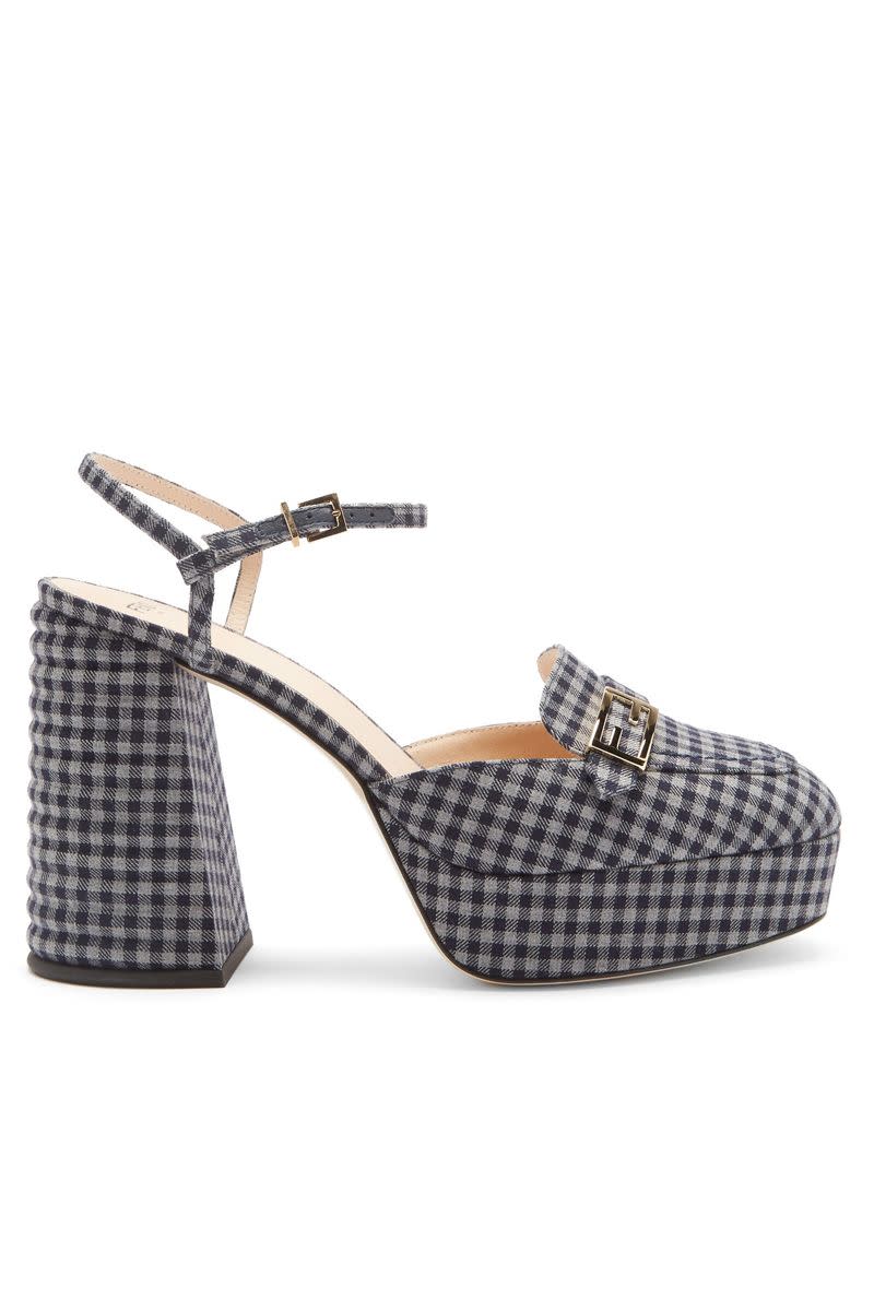 Promenade Gingham Cross Strap Platform Sandals