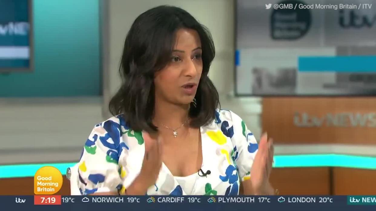 <p>Ranvir Singh called out Richard Madeley's 'privilege' after the GMB host asked her to 'dry your eyes'. Hisd co-host had been brought to tears by the anti-racism letter written by Marcus Rashford had been read out by Susanna Reid.</p>
<p>Credit: @GMB / Good Morning Britain / ITV</p>