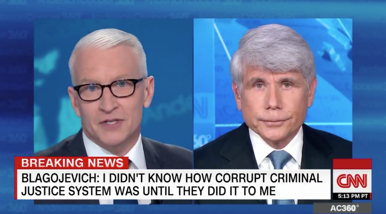 CNN anchor Anderson Cooper confronted an unrepentant Rod Blagojevich on the 21 February, 2020, edition of his show AC360 in a heated exchange described by viewers as 'masterful': CNN