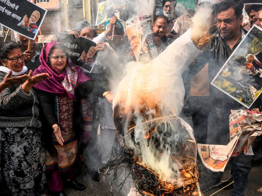 new delhi protests modi effigy indian citizenship law