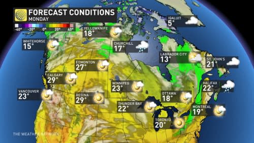 Canada Monday forecast conditions Aug 28 2024