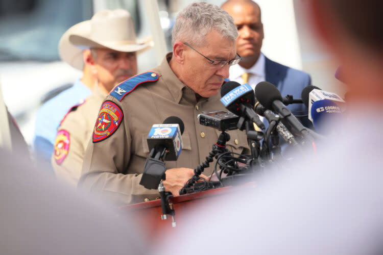 Steven C. McCraw, Director and Colonel of the Texas Department of Public Safety, speaks during a press conference about the shooting on May 27. (Getty Images)