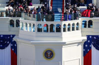 WASHINGTON, DC - JANUARY 20: U.S. President Joe Biden delivers his inaugural address on the West Front of the U.S. Capitol on January 20, 2021 in Washington, DC. During today's inauguration ceremony Joe Biden becomes the 46th president of the United States. (Photo by Rob Carr/Getty Images)