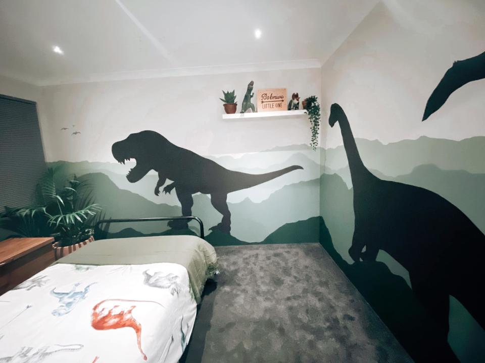 Mum's dinosaur themed bedroom makeover