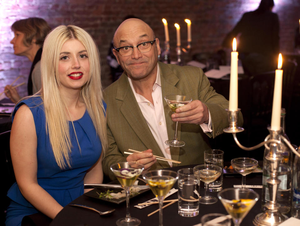 Gregg Wallace with Anne-Marie Sterpini at the launch of Remember A Charity pop-up restaurant, Cafe de Mort at The Crypt at St Andrew Holborn Church in London.