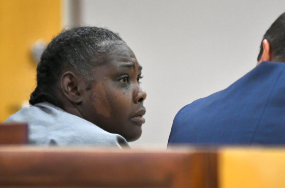 The October 25 bond hearing for Lakeisha Mitchell, seen here, held before Judge Samuel Bookhardt III, at the Harry T. Moore and Harriette V. Moore Justice Center in Viera. Mitchell is charged in the death of a 4-year-old girl who she was fostering in Titusville.