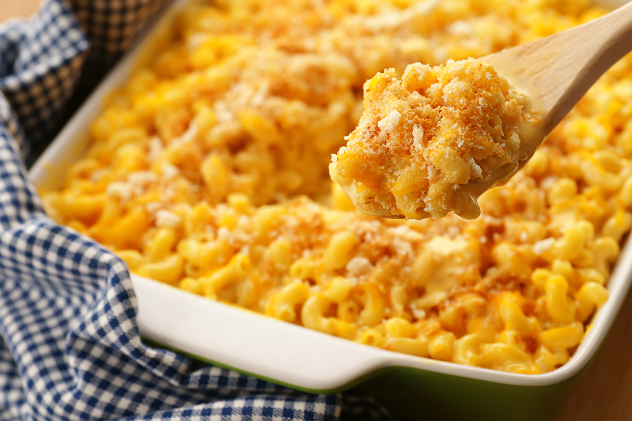 Baked Macaroni and Cheese with cracker or breadcrumb topping