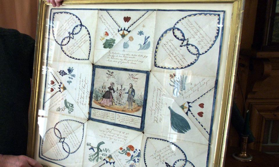 <p>If you really want to go all out with a handmade of expression of your love, take a cue from the Victorians and make a "puzzle purse." These gifts were a series of love letters that were meant to be read separately, but also fit together to create a beautiful design and message, according to <a href="https://www.bustle.com/articles/140351-7-valentines-day-traditions-from-history-that-will-make-you-cringe-andor-melt" rel="nofollow noopener" target="_blank" data-ylk="slk:Bustle;elm:context_link;itc:0;sec:content-canvas" class="link ">Bustle</a>. Use the Valentine puzzle purse tutorial from <a href="http://www.victoriantreasury.com/library/2007-01_Puzzle_Purses/" rel="nofollow noopener" target="_blank" data-ylk="slk:VictorianTreasury.com;elm:context_link;itc:0;sec:content-canvas" class="link ">VictorianTreasury.com</a> to make one at home this year.</p>