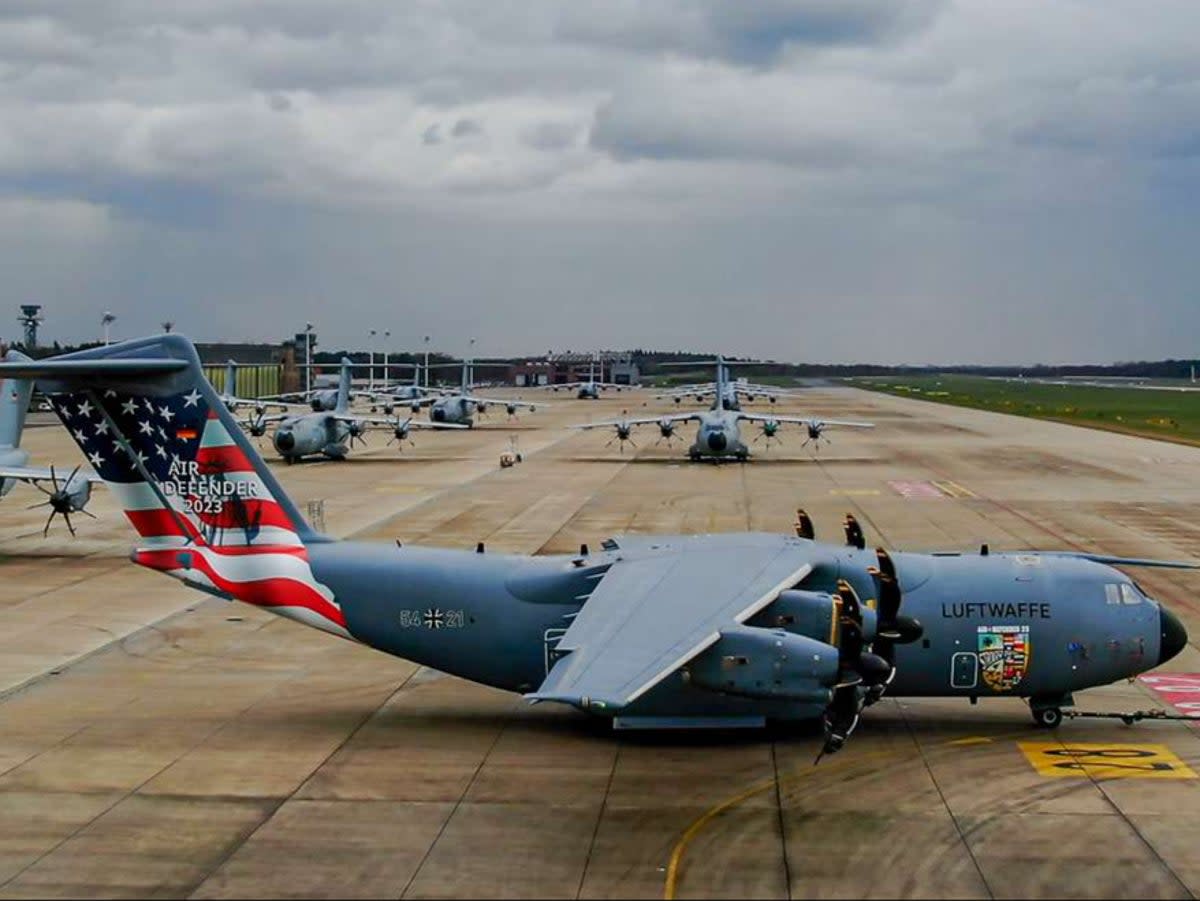 Flying tonight? Publicity photo issued by Nato of aircraft involved in biggest-ever military exercise (Bundeswehr)