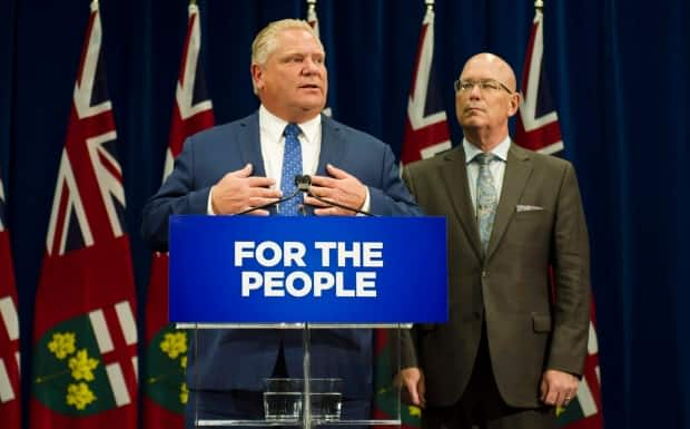 Municipal Affairs and Housing Minister Steve Clark, right, has tabled amendments to Ontario's Planning Act that would retroactively change the rules governing ministerial zoning orders he has already issued. 