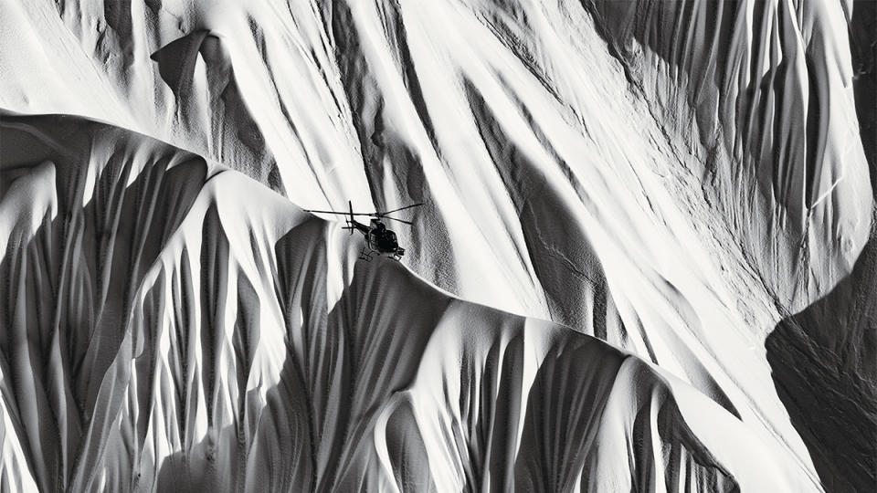 Third Edge Heli flying over Alaska mountains