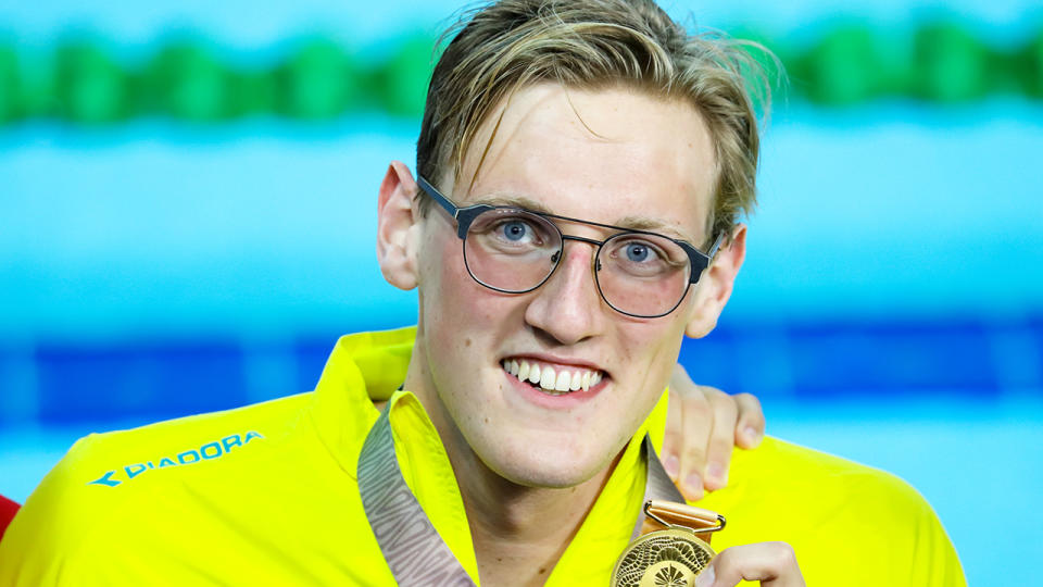 Mack Horton, pictured after winning gold at the 2018 Commonwealth Games, has been targeted by Chinese social media users.