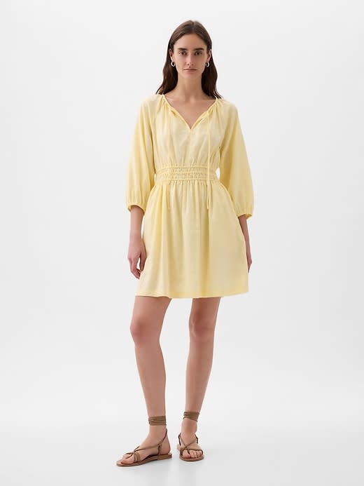 Linen-Blend Mini Dress