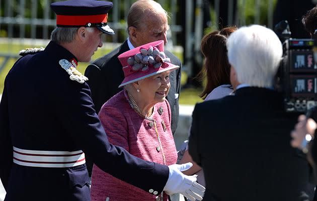 The Monarch was handed the keys to the castle by the Earl of Mar and Kellie, before signing the visitor book inside the palace. Photo: Getty Images