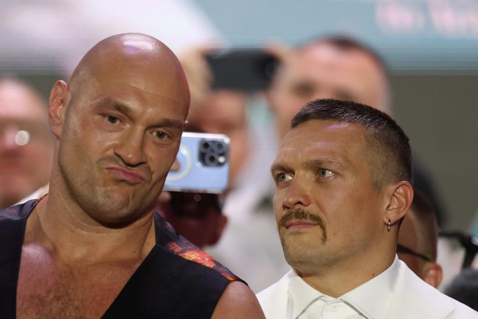 Rivals: Tyson Fury faces Oleksandr Usyk on Saturday night in a massive undisputed fight (Getty Images)